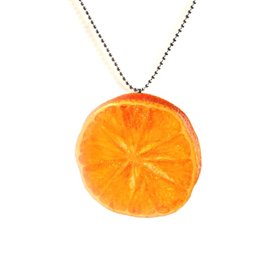 Orange Necklace Fruit Necklace Vegan Jewelry Etsy Ireland