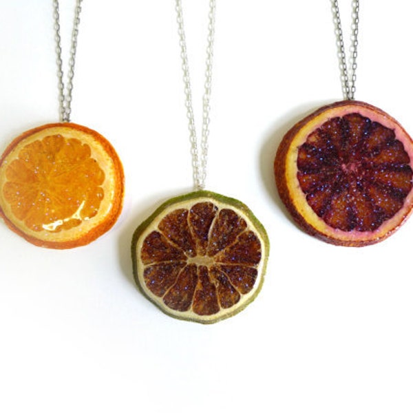 Citrus Fruit Necklace  |  the original fruit jewelry | Real Fruit Jewelry | Lime Necklace  | blood orange necklace | Dried Fruit