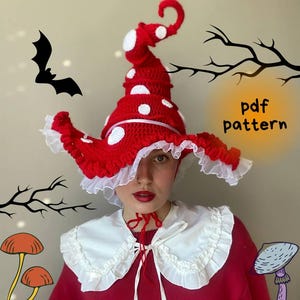 Crochet Mushroom Hat Pattern: Whimsical Witch, Wizard Costume (PDF Pattern)