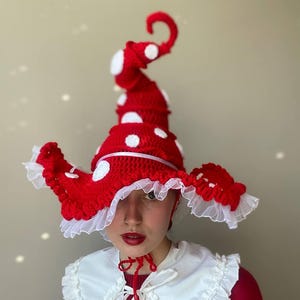 Crochet witch mushroom hat pattern, halloween costume crochet pattern, wizard hat, wicked crochet pattern, twisted hatter, whimsical pattern