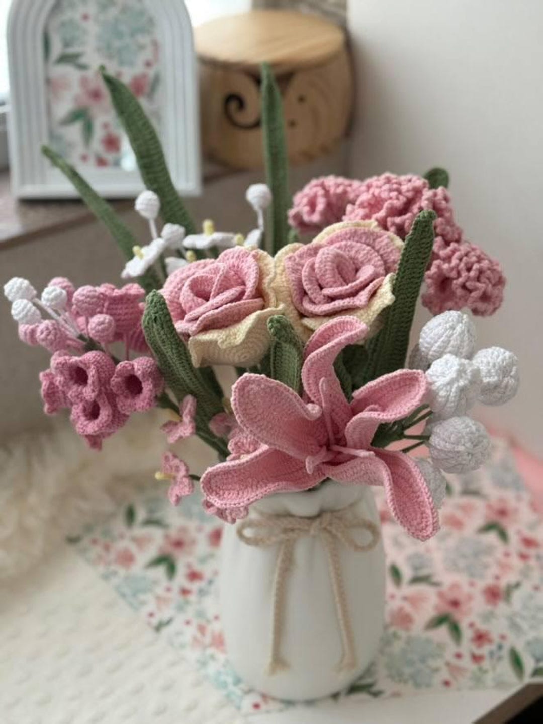 Crochet Plants Flower Bouquet Pattern: Rose, Lily, Carnation (PDF ...