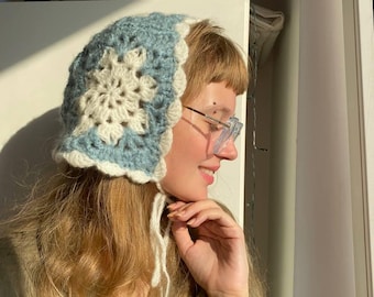 Hand Knitted Bonnet Pattern PDF: Adult Winter Hat, Easy Knit Pattern, Warm Beanie Hood, Christmas Hosting