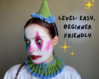 Clown Core: Crochet Jester Hat & Collar Pattern, Clown Costume (PDF Pattern)