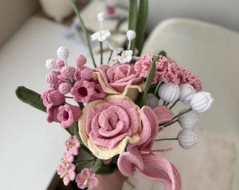 Crochet Flower Bouquet Pattern: Rose, Lily, Carnation (PDF Tutorial)