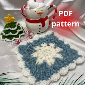 Crochet snowflake square pattern,Christmas Cute coaster , christmas traditions, easy crochet pattern, xmas products, unique xmas gift