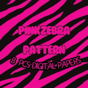 Pode incluir: Pacote de papel digital com estampa de zebra rosa e preta. 8 PCS DIGITAL PAPERS. Padrão de zebra rosa.