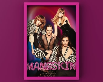 maneskin wall art,maneskin band poster,rock music poster,rock band,damiano david,vic de angelis,Måneskin poster,Måneskin wall art