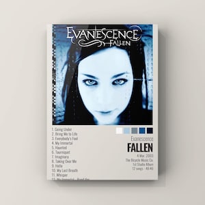 evanescence poster,rock band poster,fallen album poster,rock music gift,amy lee wall art,gothic rock,rock music poster,digital printable