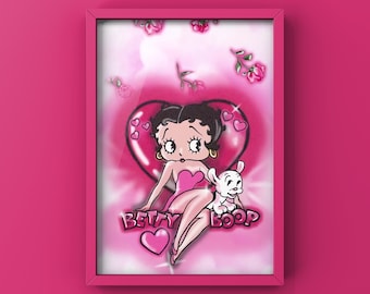 betty boop poster,betty boop wall art,y2k aesthetic wall deco,y2k poster,y2k wall art,cute girl poster