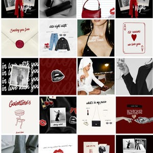Valentijn Instagram-sjablonen voor Canva | Cherry Aesthetic Fashion Social Media Posts | Digitale download