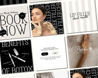 Instagram-sjablonen voor schoonheidsspecialiste voor Canva | Med Spa-socialmediakit voor botox- en huidverzorgingsbedrijven