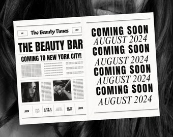 Business Launch Newspaper Template | Editable Canva Announcement | Grand Opening Press Release | Customizable Business Flyer
