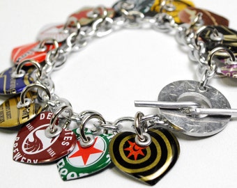 Recycled Jewelry Bottle Cap Heart Charm Bracelet