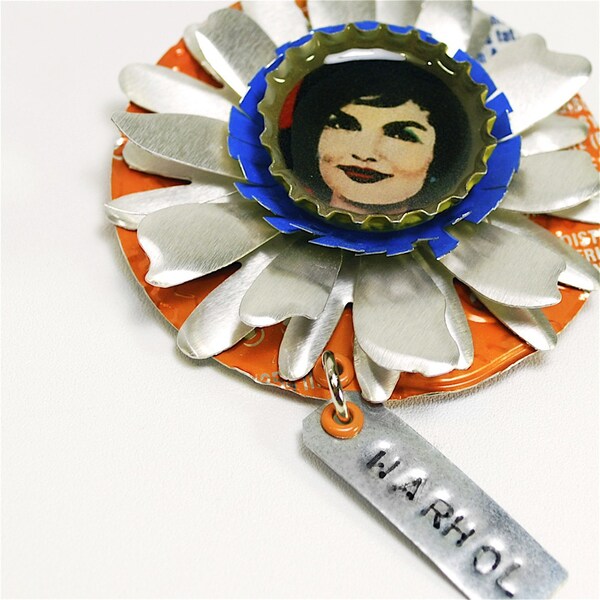 Andy Warhol Jackie O Shrine Brooch Recycled Jewelry