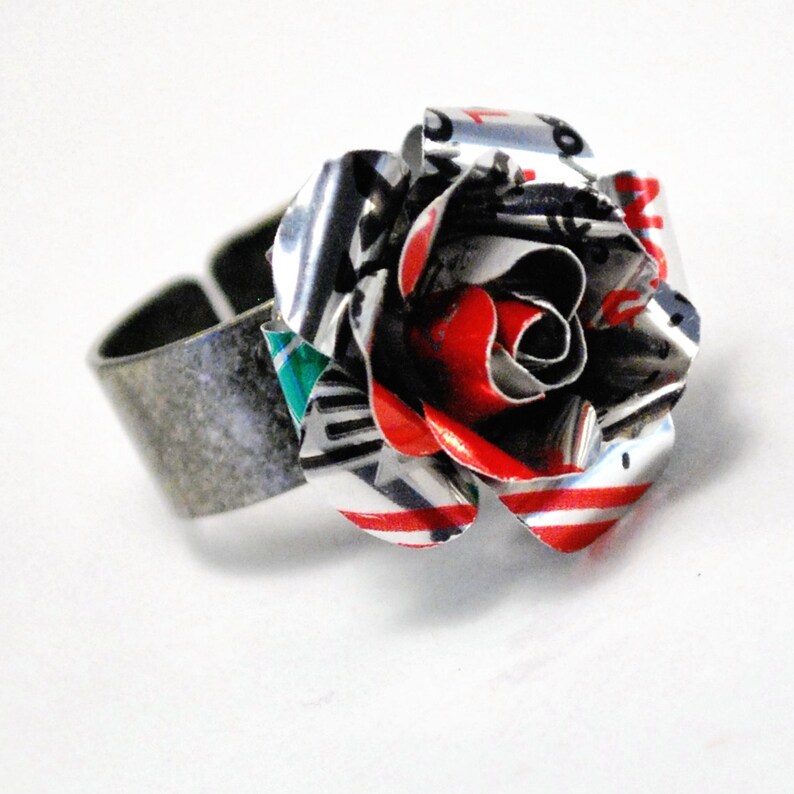 Recycled Jewelry Diet Coke or your choice soda Rose Ring Etsy