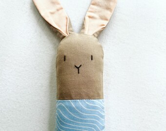 Sky Blue Bunny Rattle - Soft Baby Toy