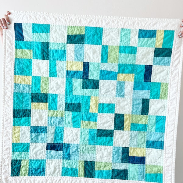 Bright Bits Baby Quilt in Pond - Ready to Ship