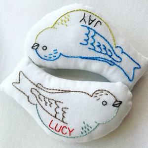 Custom Hand Embroidered Bird Rattle image 9