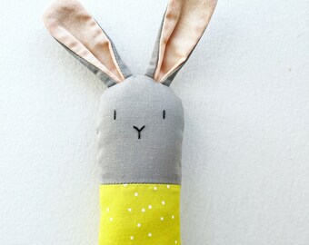 Yellow Green Bunny Rattle - Soft Baby Toy