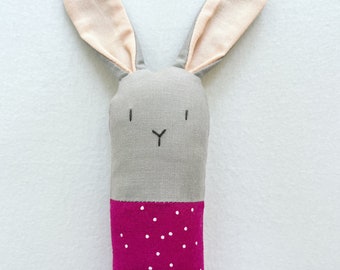 Raspberry Dot Bunny Rattle - Soft Baby Toy