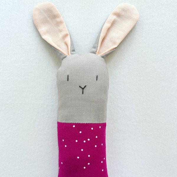 Raspberry Dot Bunny Rattle - Soft Baby Toy