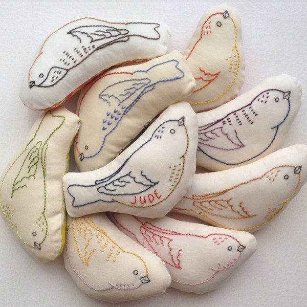 Custom Hand Embroidered Bird Rattle