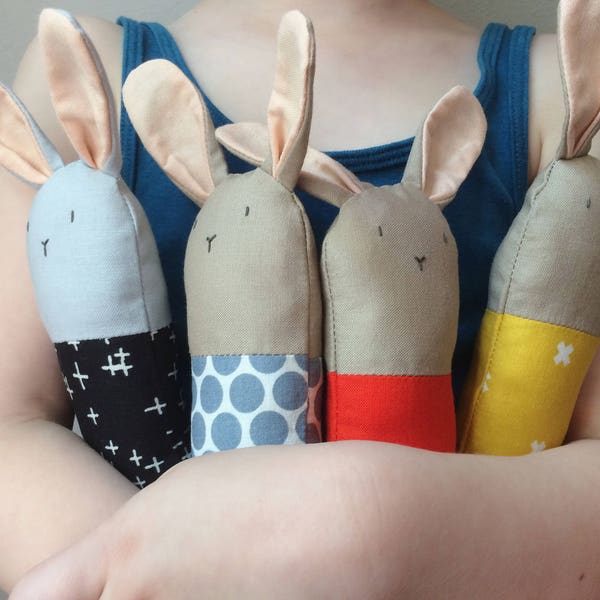 Custom Bunny Rattle - Soft Baby Toy - Choose Your Colors