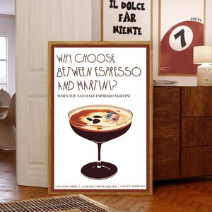 Espresso Martini Cocktail Wall Art | INSTANT DIGITAL DOWNLOAD | Bar Cart Decor | Printable Wall Art Poster | Trendy Aesthetic Vintage Retro