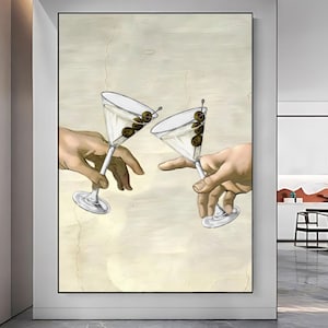 Vintage martinibril posterprint, INSTANT DIGITALE DOWNLOAD, retro wanddecoratie, appartement en kamer decor Inspo, barwagen, esthetische verf