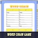 WORD CHAIN Game, Chain Reaction Printable Game, Word Game, Quiz, Party ...
