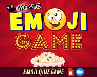 VIRTUAL PARTY GAME PowerPoint Game Show Emoji Quiz Game Night Family Word Game Interactive Kids Game Zoom Game Fun Online Party Puzzle Movie