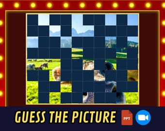JEU DE FÊTE VIRTUEL Devinez l'image Jeu-questionnaire PowerPoint Jeu de soirée en famille Jeu interactif pour enfants Zoom Jeu de société en ligne amusant Casse-tête