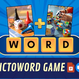 VIRTUAL PARTY GAME PowerPoint Game Show Pictoword Quiz Game Night Family Word Game Interactive Kids Game Zoom Game Fun Online Party Puzzle