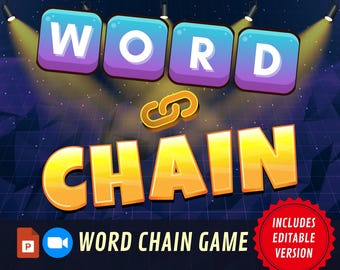 VIRTUAL PARTY GAME PowerPoint Game Show Word Chain Reaction Quiz Game Night Family Game Interactive Kids Game Zoom Game Fun Online Party