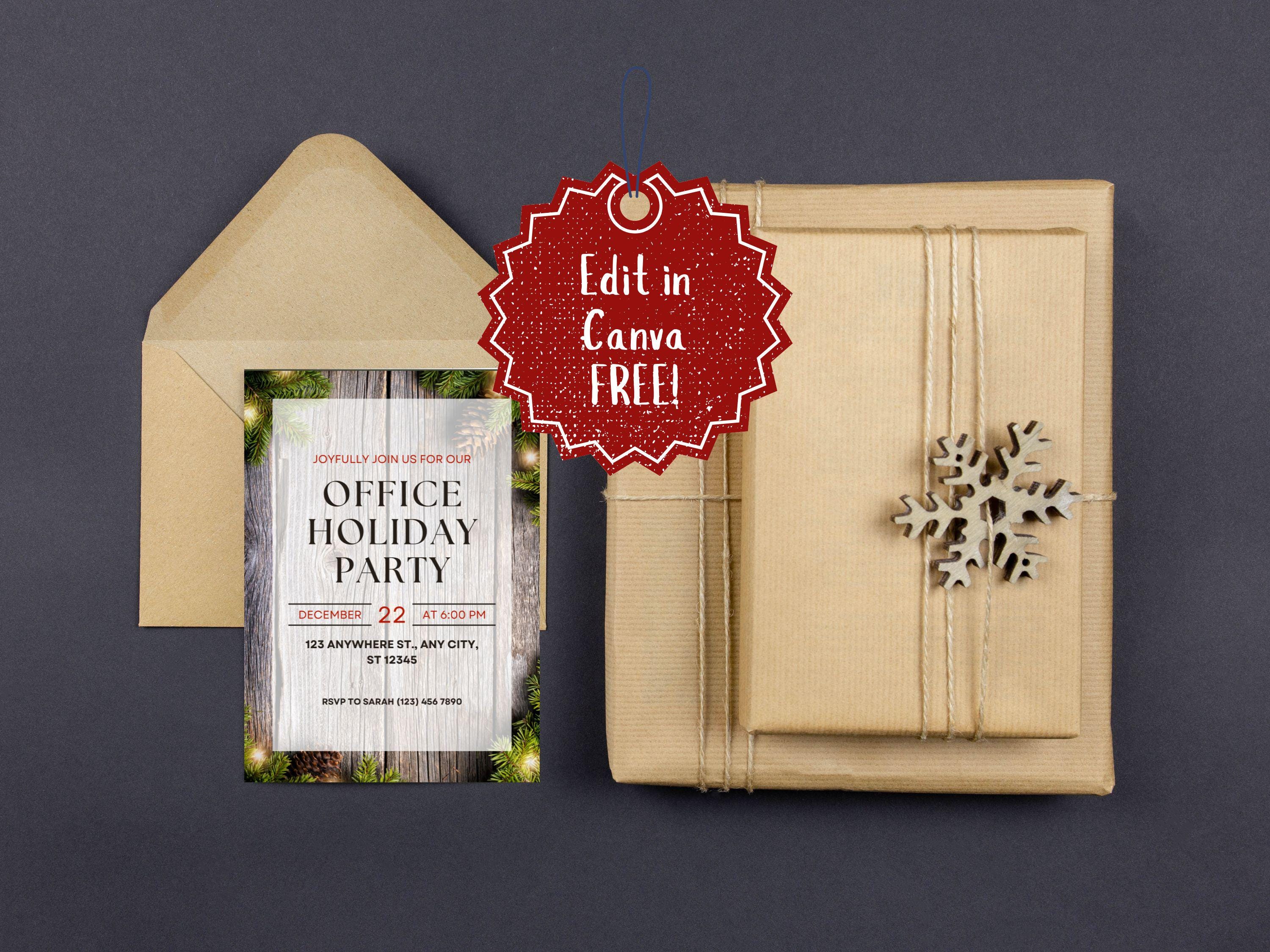 Editable Office Holiday Party Invitation Template, Work Christmas Party ...