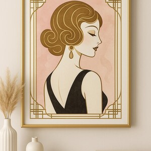 Ritratto di donna Art Déco, stampa murale dell'epoca di Gatsby, stampa in stile anni '20, stampa glamour flapper vintage, stampa giclée, arte retrò, regalo di inaugurazione della casa