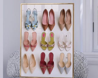 Vintage Heels Fine Art Poster, Chic Shoe Giclée Print, Luxury High Fashion Gift for Fashion Lovers, Feminine Decor for Closet & Bedroom