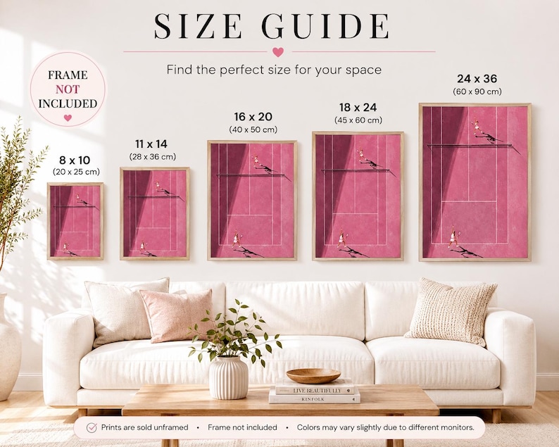 Pink Tennis Court Print | Tiny People Art image 4