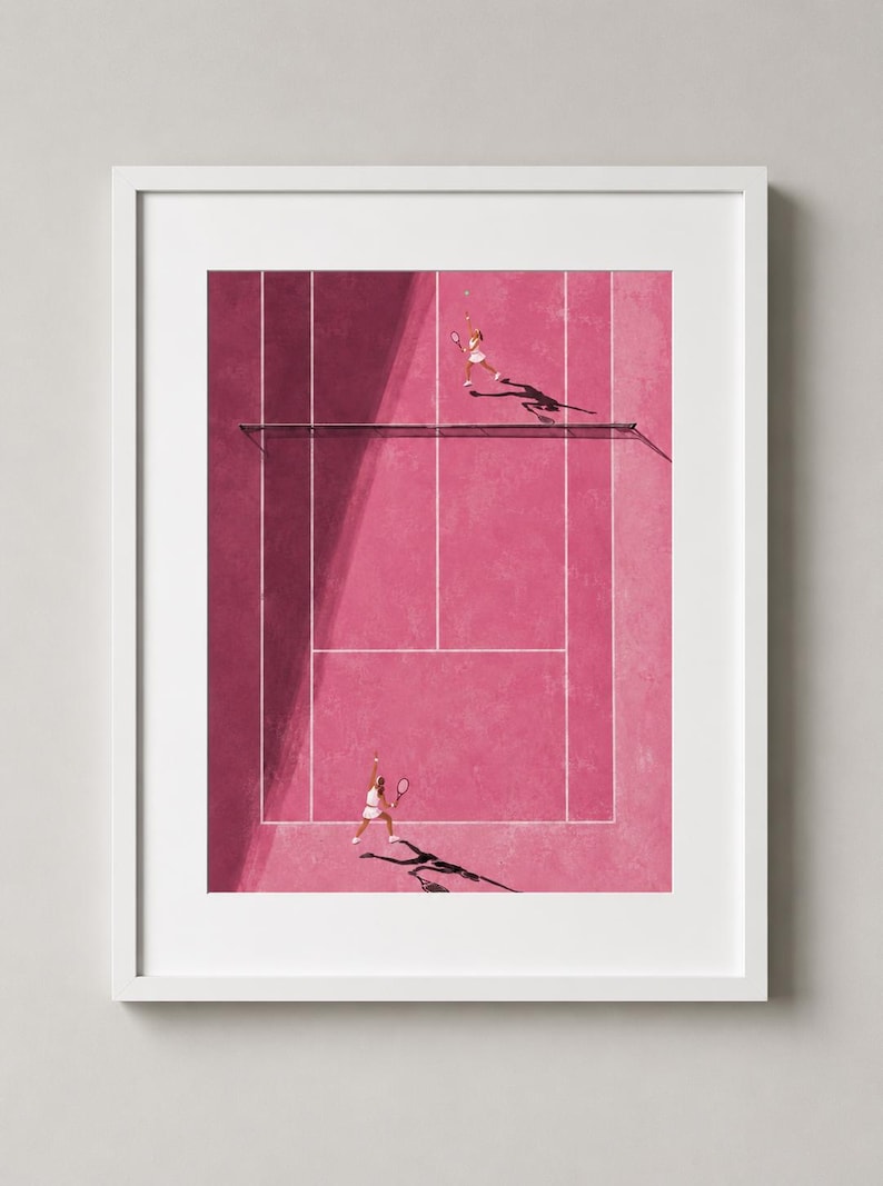 Pink Tennis Court Print | Tiny People Art image 5