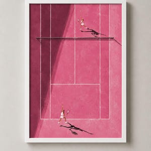 Pink Tennis Court Print | Tiny People Art image 3