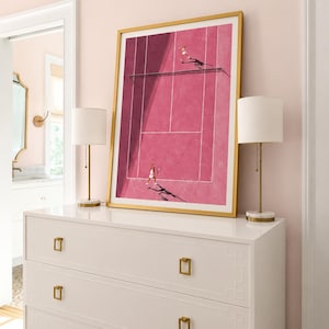 Pink Tennis Court Print | Tiny People Art image 2