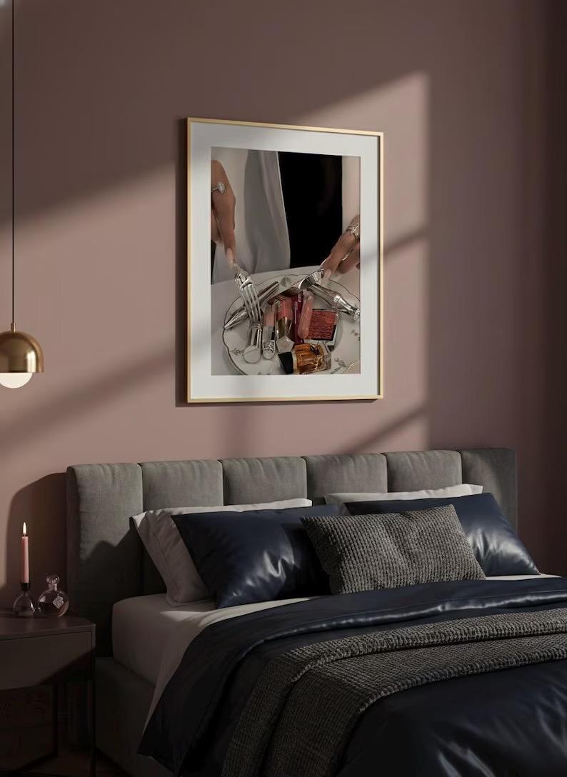 Girl Dinner Print | Aesthetic Makeup and Perfume Art Print | Funny ...