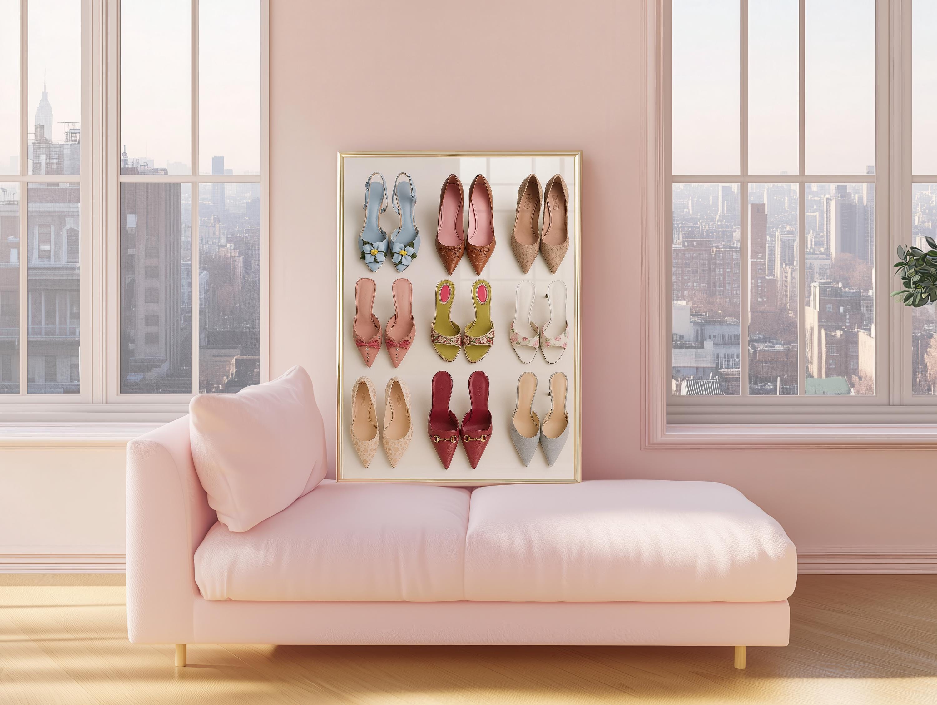 Vintage Heels Fine Art Poster, Chic Shoe Giclée Print, Luxury High Fashion Gift for Fashion Lovers, Feminine Decor for Closet & Bedroom