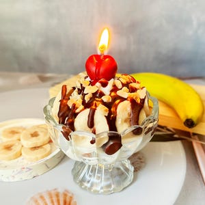 Banana Sundae Candle Soy Wax Dessert Candle Unique Gift Candle Set Fruit Candle