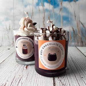 Hot Chocolate Scented Candle Soy Wax Candle Gift Handmade Dessert Candle Unique Gift for Her Home Decor Food Candle