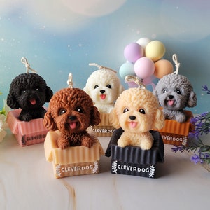 Cute Dog Candle Poodle Candle Handmade Candle Unique Gift for Her Cute Candle Home Decor  Poodle Candle