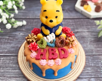 Handmade Bear Birthday Cake Candle: Soy Wax Dessert Candle
