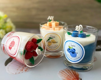 Fruchtiges Sojawachskerzen-Geschenkset: Himbeere, Blaubeere & Mango