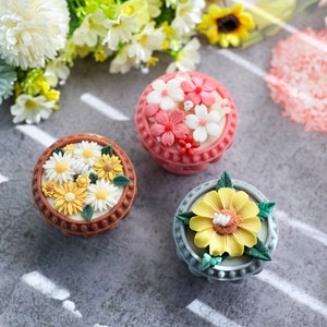 Bloemenkaarsen Sojawas geurende handgemaakte bloemenkaars Uniek cadeau voor haar Verjaardagscadeau Woondecoratie Kersenbloesemkaars Daisy Candle