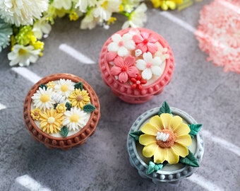 Floral Soy Wax Candle: Handmade Flower Candle, English Garden Scent